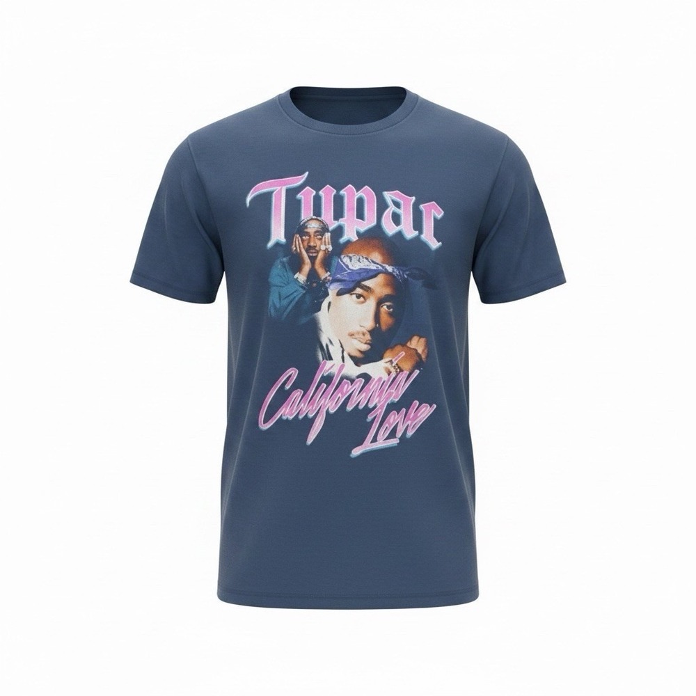 2Pac‎ California Love Graphic T-Shirt Men's XL Runs Small Blue Rap Hip Hop Tee